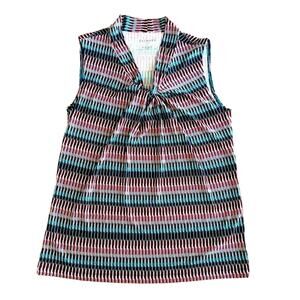 Talbots Women's Small Geometric Multicolor Sleeveless V-Neck Blouse